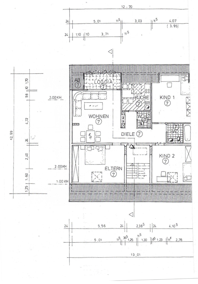 Grundriss Hingbergstr. 210 DG Dachgeschosswohnung M�lheim an der Ruhr