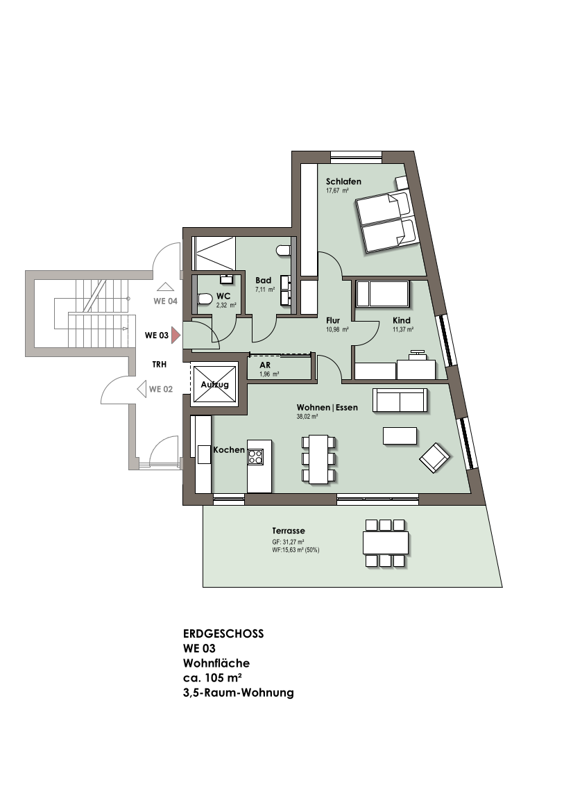 Grundriss WE 03 Erdgeschosswohnung Essen